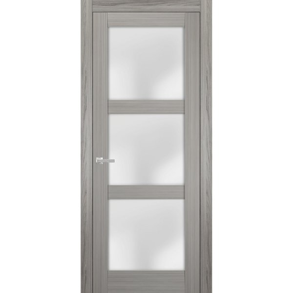 Sartodoors French Interior Door, 30" x 80", Gray LUCIA2552ID-SSS-30